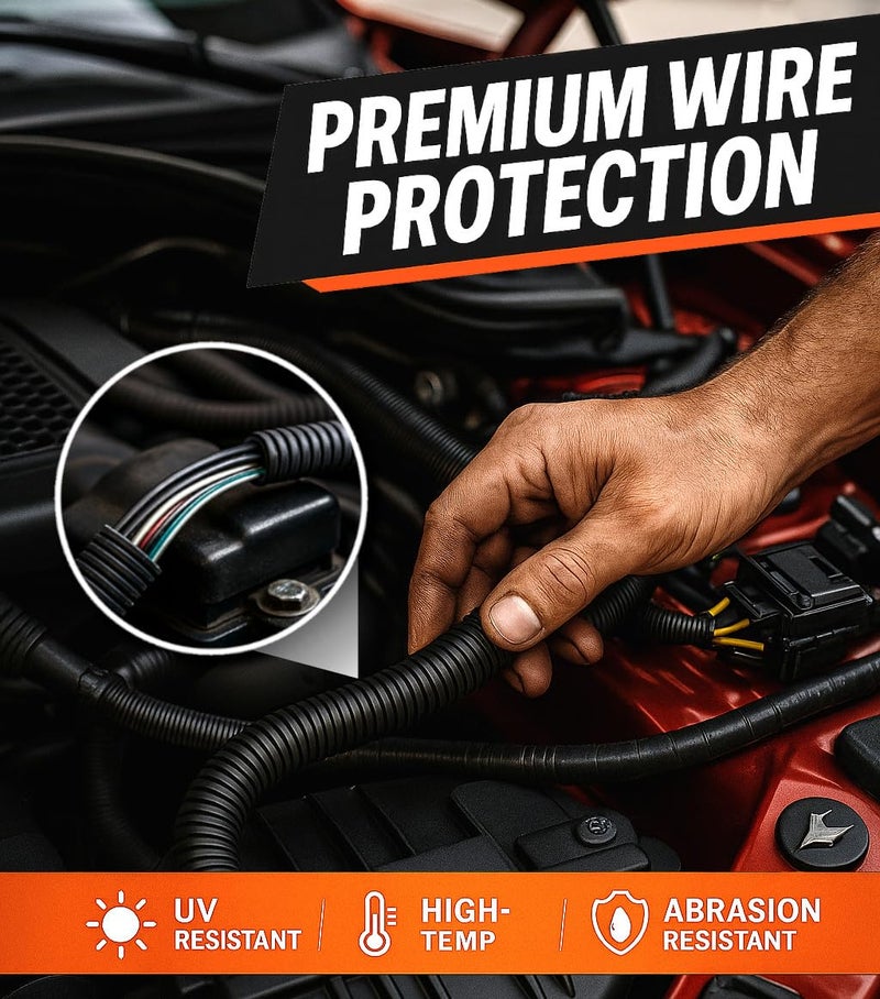 MGI SpeedWare Corrugated Non-Split Conduit, Black Wire Tubing for High-Temperature Automotive Harness and Indoor Outdoor Wire Management - 25ft Length (Inner Diameter 3/4") - Image 3